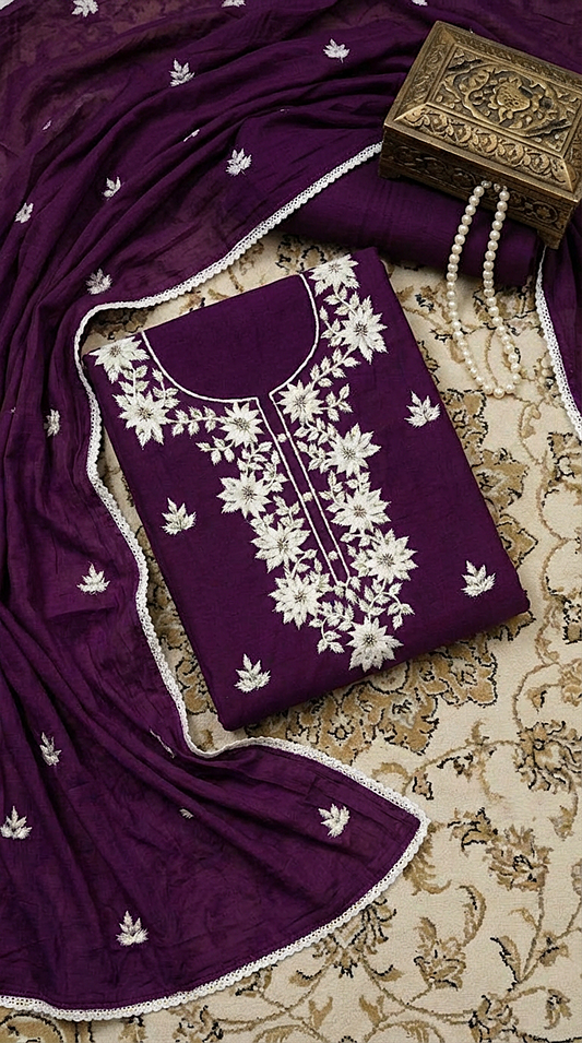 Plum Blossom โ Embroidered Unstitched Suit Set