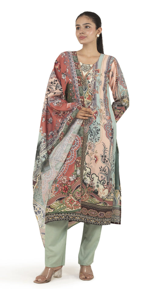 Garden printed kurta set with dupatta for office wear