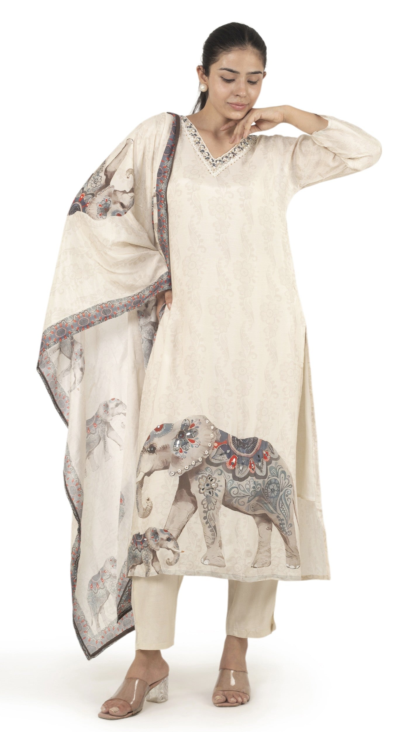 𝗘𝗹𝗲𝗽𝗵𝗮𝗻𝘁 𝗣𝗿𝗶𝗻𝘁 𝗞𝘂𝗿𝘁𝗮 𝗦𝗲𝘁 with dupatta