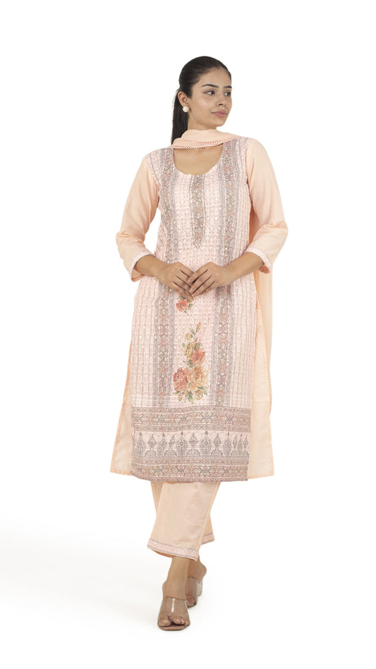 𝗣𝗮𝘀𝘁𝗲𝗹 𝗙𝗹𝗼𝗿𝗮𝗹 𝗘𝗺𝗯𝗿𝗼𝗶𝗱𝗲𝗿𝗲𝗱 𝗞𝘂𝗿𝘁𝗮 𝗦𝗲𝘁 with dupatta (𝗖𝗿𝗲𝗮𝗺 & 𝗣𝗲𝗮𝗰𝗵 𝗘𝗱𝗶𝘁𝗶𝗼𝗻)