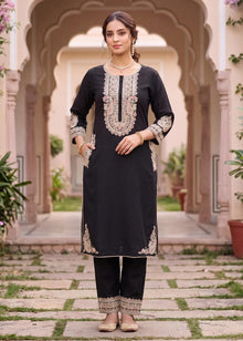 Black Heavy Embroidered Kurta Set with Dupatta